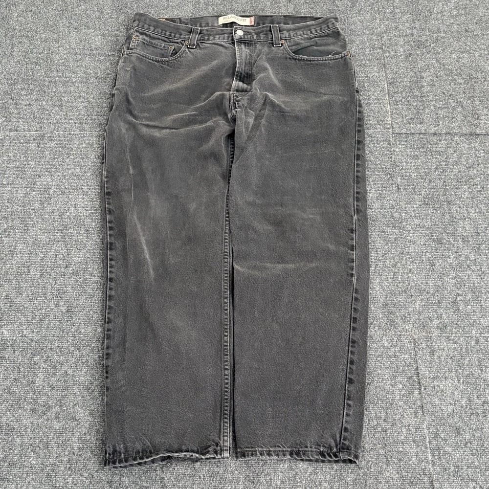 Vintage Y2K Levis 550 Jeans Mens Fits 38x29 Black Relaxed Wide Leg Distressed‎
